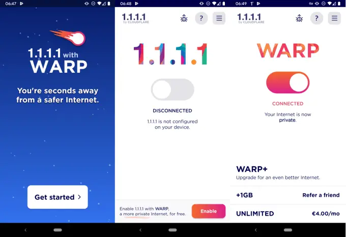 1.1.1.1 + WARP: Safer Internet App